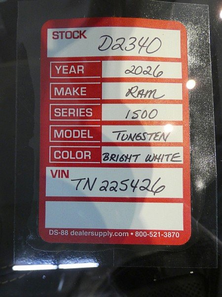 New 2026 Bright White Clear-Coat Exterior Paint RAM Tungsten Crew Cab 5