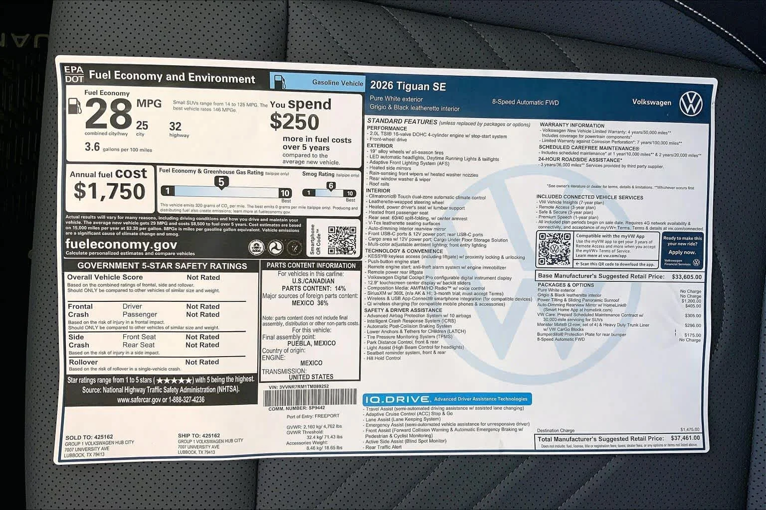 New 2026 Pure White Volkswagen SE image 22