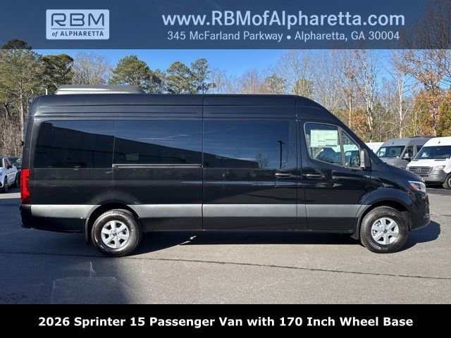 New 2026 Obsidian Black Metallic Mercedes-Benz 170 Wheel Base 15 Passenger image 2