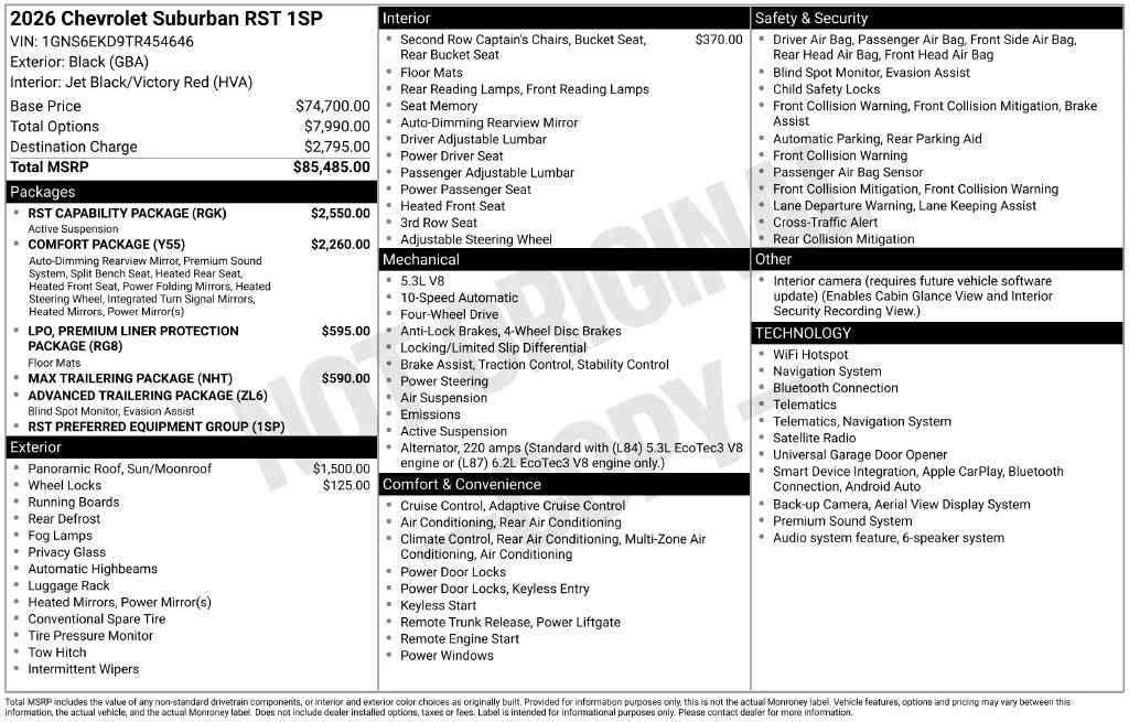 2026 Chevrolet Suburban RST - Photo 54