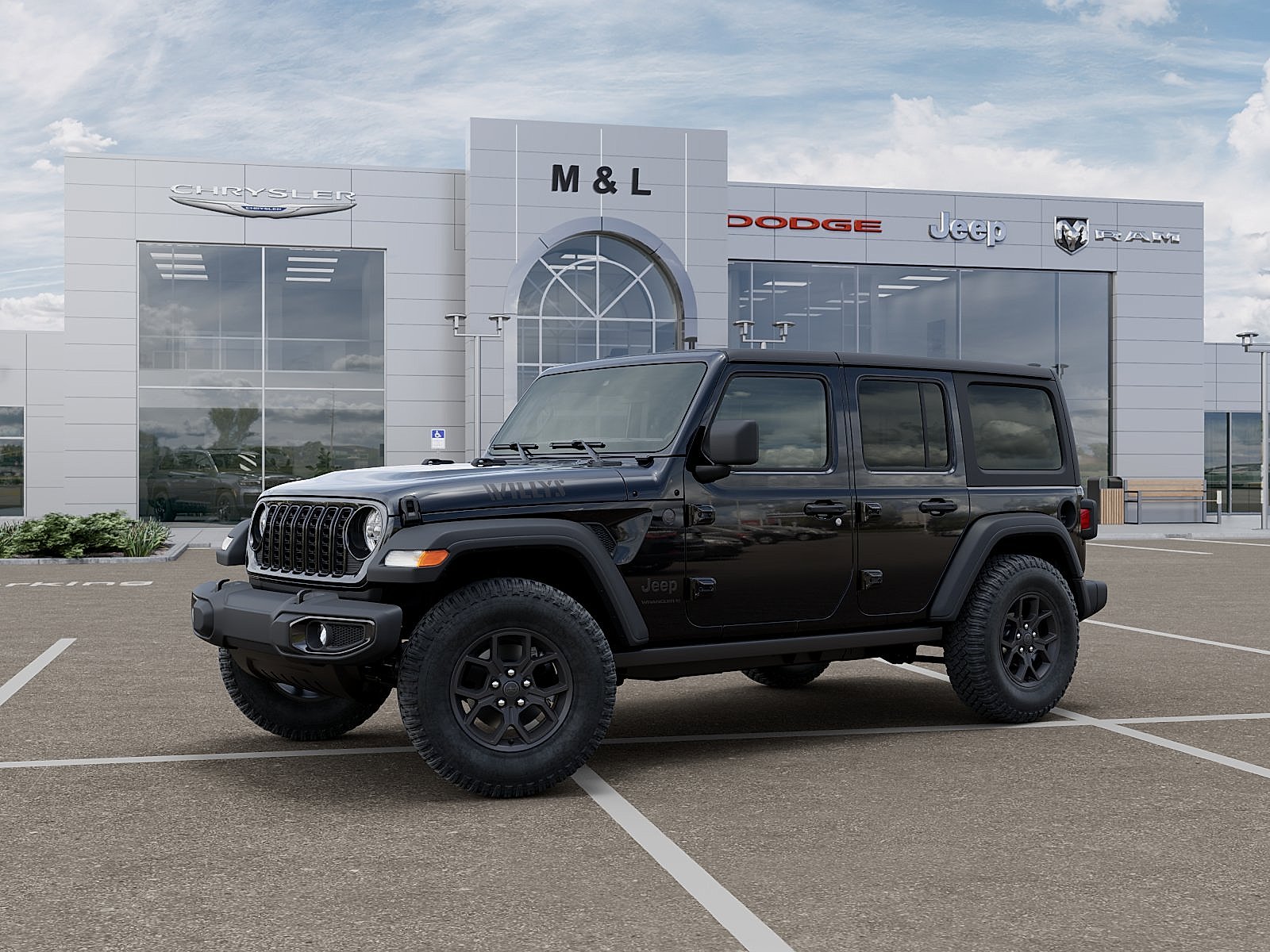 New 2026 Black Clearcoat Jeep 4-Door Willys 4x4 image 3
