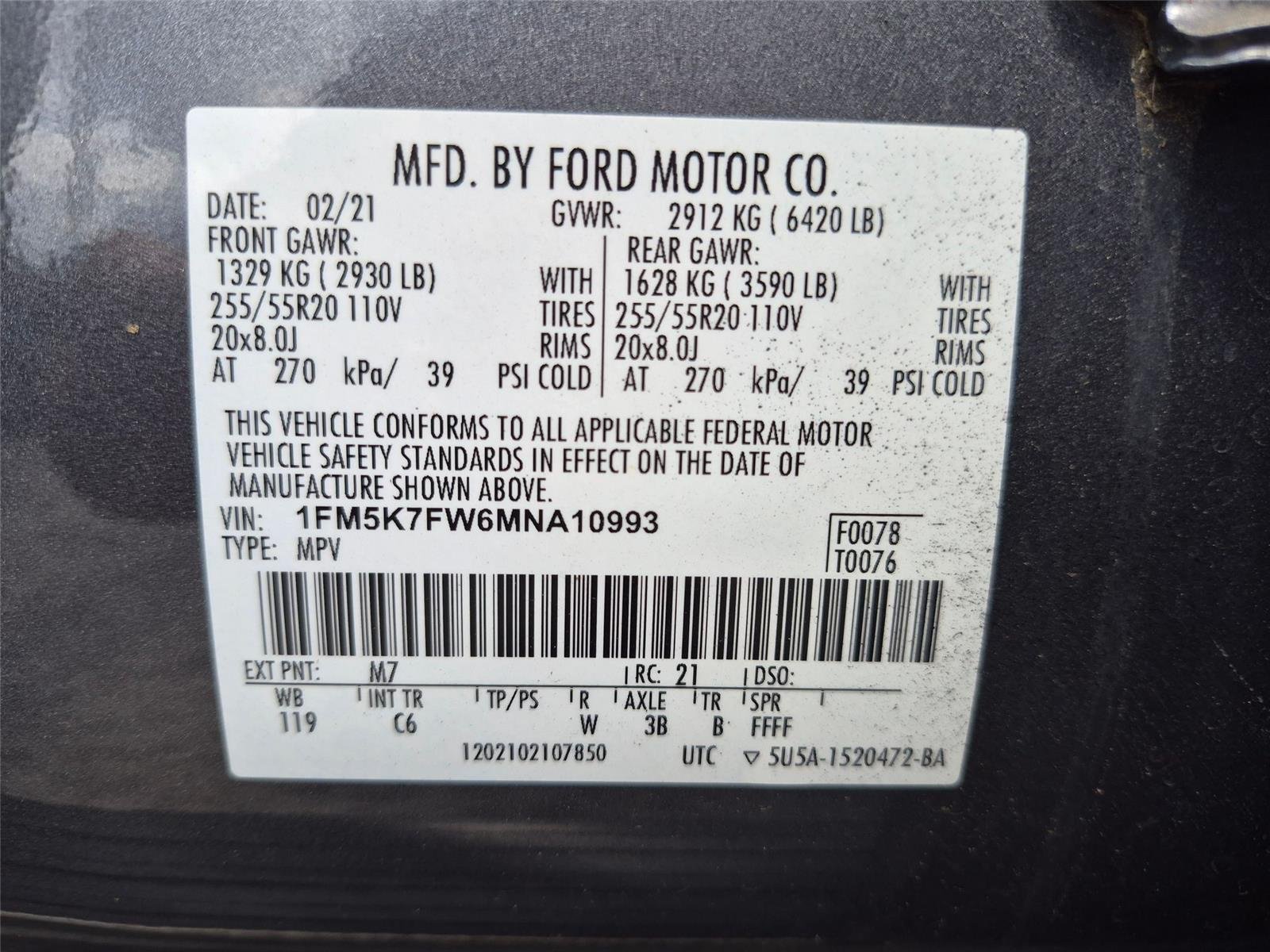 Used 2021 CARBONIZED GRAY METALLIC FORD LIMI image 15