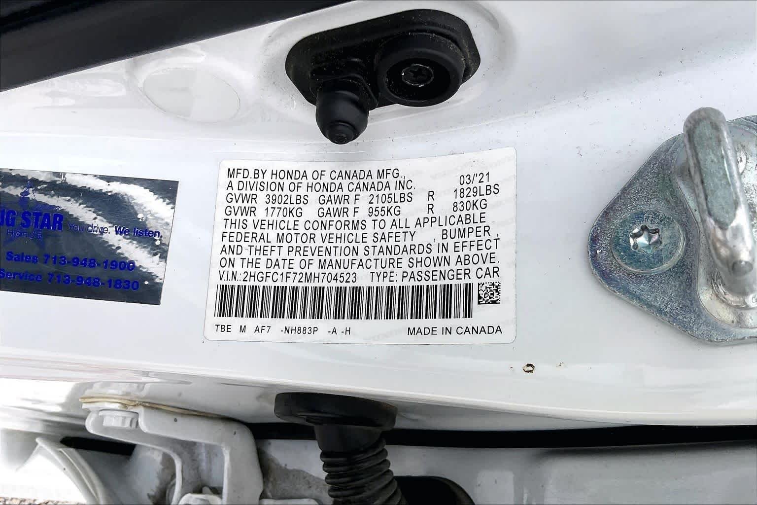 Used 2021 Platinum White Pearl Honda EX-L image 35
