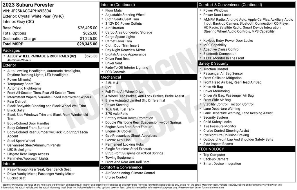 Used 2023 White Subaru Base image 33