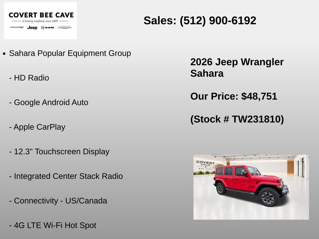 New 2026 Firecracker Red Clear-Coat Exterior Paint Jeep Sahara image 13