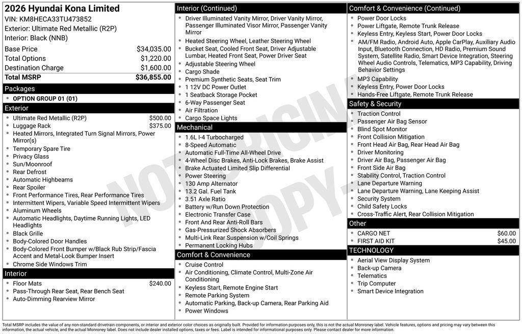 New 2026 Red Metallic Hyundai Limited AWD image 41