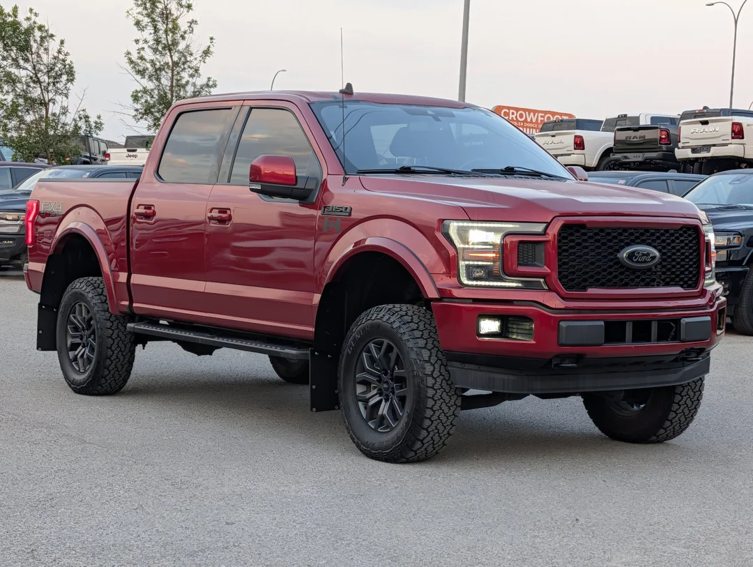 Used 2020 Red Ford LARIAT - - 4WD - 502A Grp - 5.0L V-8 - Twin Panel Sunroof - Black Pkg - B&O Audio - Leather & More! image 2