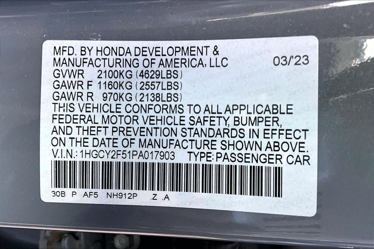 Used 2023 Urban Gray Pearl Honda Sport image 34