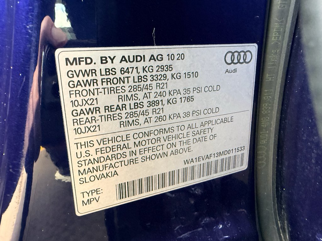Used 2021 Navarra Blue Metallic Audi Premium Plus image 30
