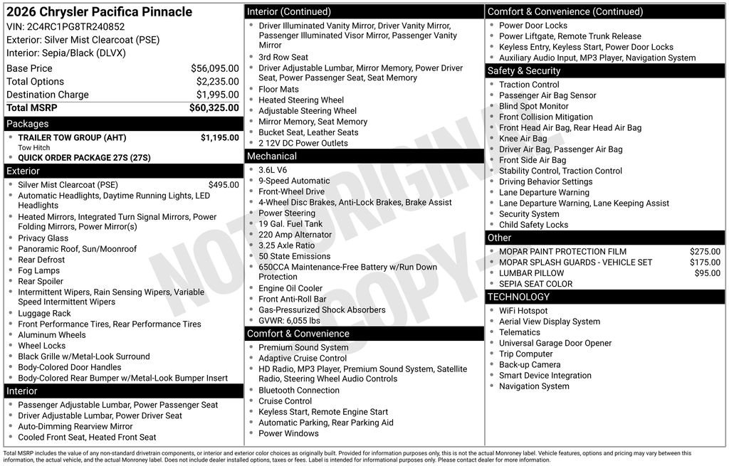 New 2026 Silver Mist Clear-Coat Exterior Paint Chrysler Pinnacle image 29