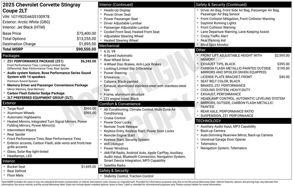Used 2025 Arctic White Chevrolet Stingray image 6
