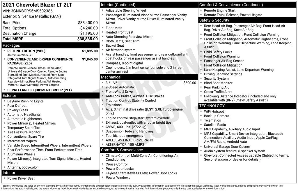 Used 2021 SILVER ICE METALLIC Chevrolet LT image 37