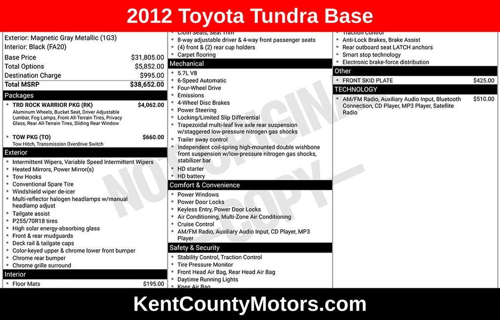 2012 Toyota Tundra Tundra Grade