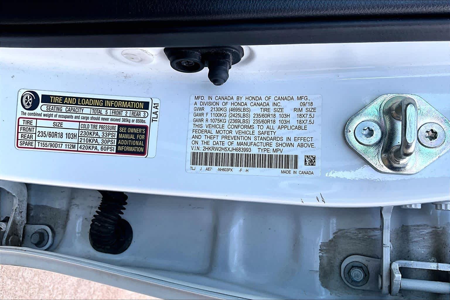 Used 2018 White Diamond Pearl Honda EX image 35