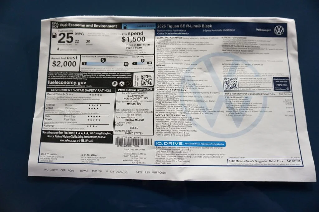 New 2026 Monterey Blue Pearl Volkswagen 2.0T SE R-Line Black image 33
