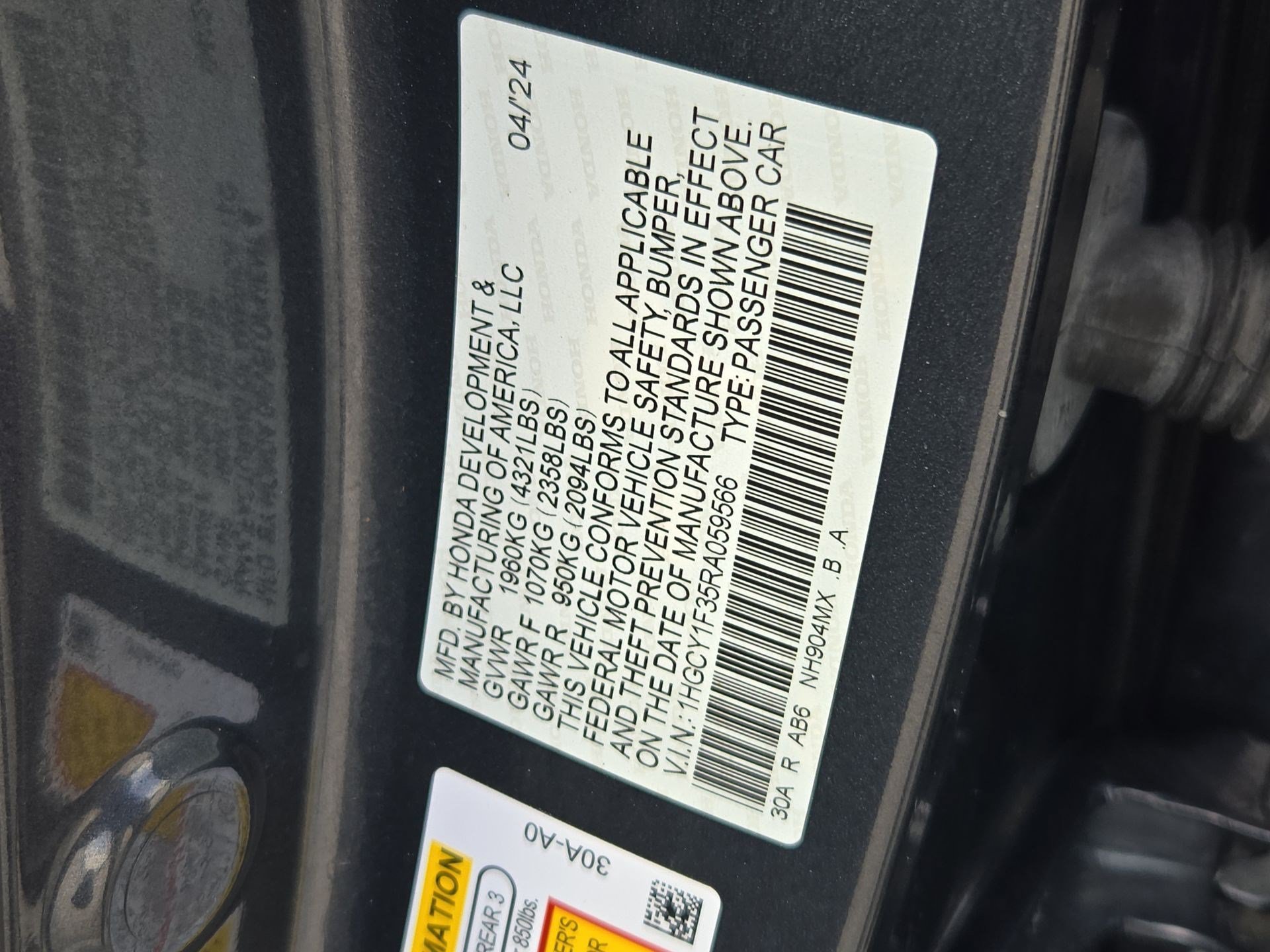Certified Used 2024 Meteorite Gray Metallic Honda 1.5T EX image 63