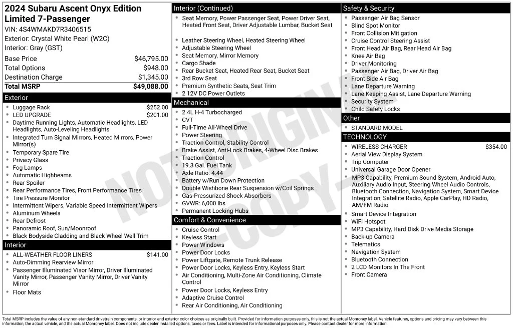 Used 2024 White Subaru Onyx Edition image 48