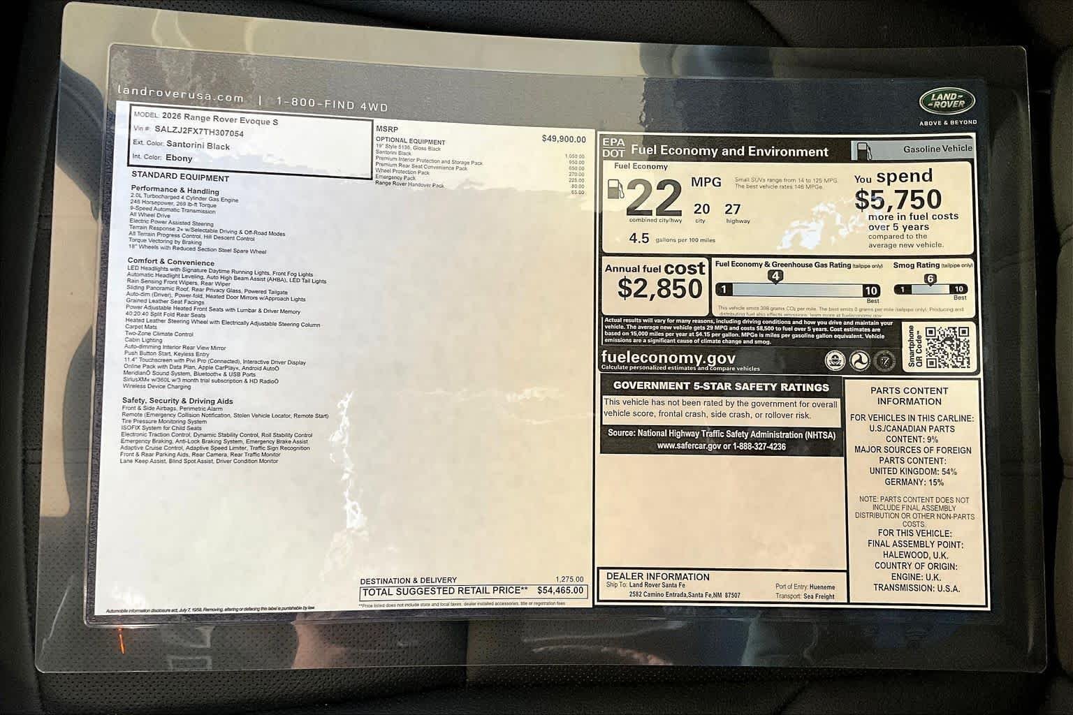 New 2026 Santorini Black Metallic Land Rover Core S image 21