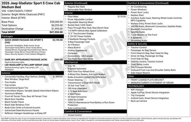 New 2026 Bright White Clear-Coat Exterior Paint Jeep Sport S image 19