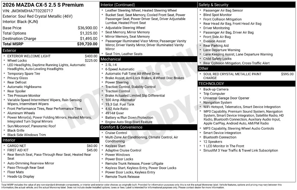 New 2026 Soul Red Crystal Metallic Mazda 2.5 S Premium image 2
