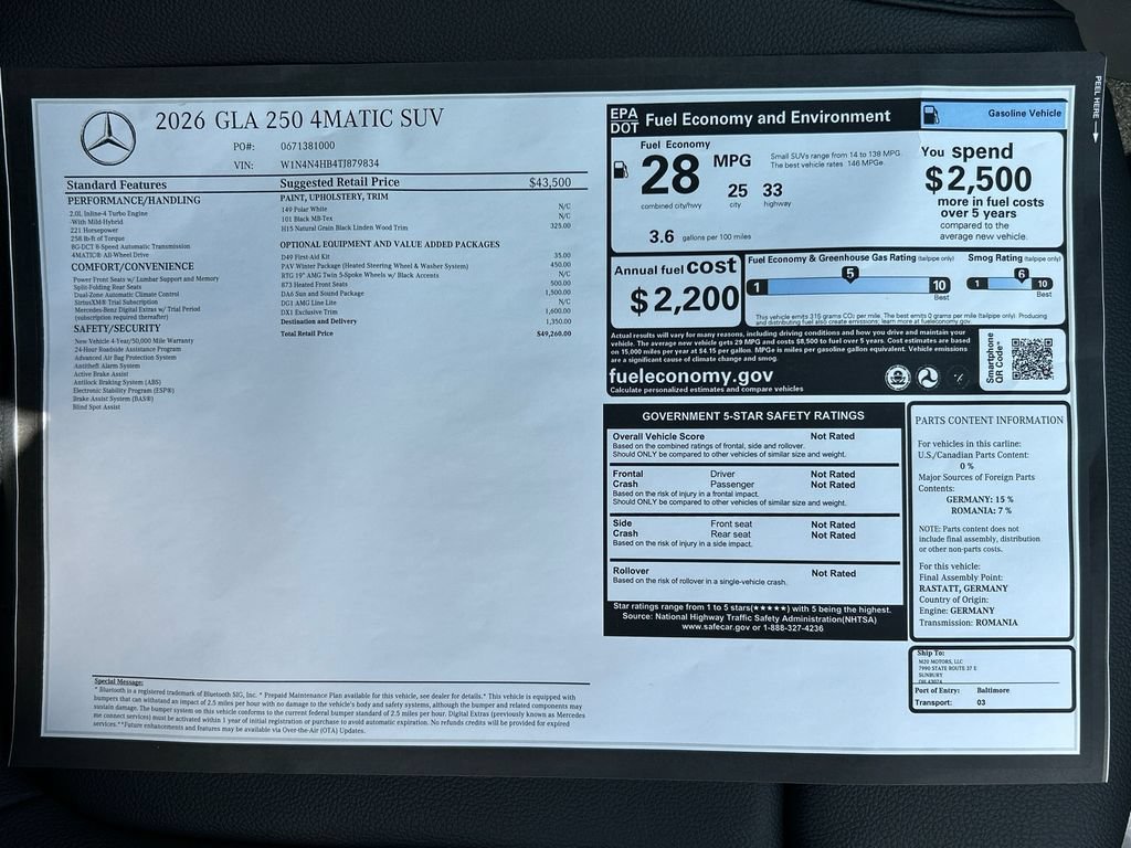 New 2026 Polar White Mercedes-Benz GLA250 image 74
