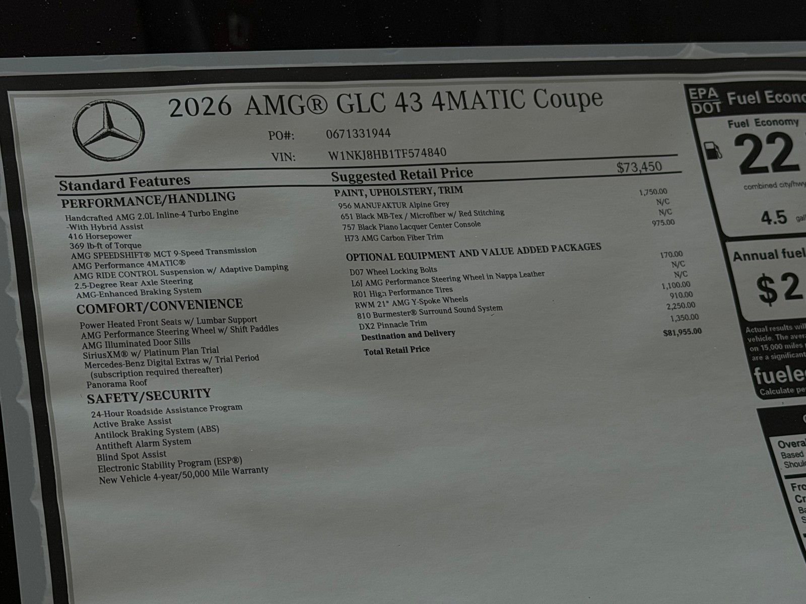 New 2026 MANUFAKTUR Alpine Grey Mercedes-Benz AMG® GLC 43 4MATIC® Coupe image 25