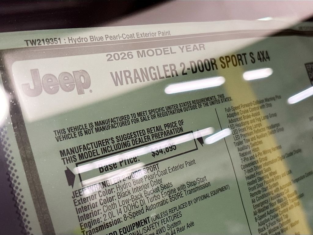 New 2026 Hydro Blue Pearl-Coat Exterior Paint Jeep Sport S image 22