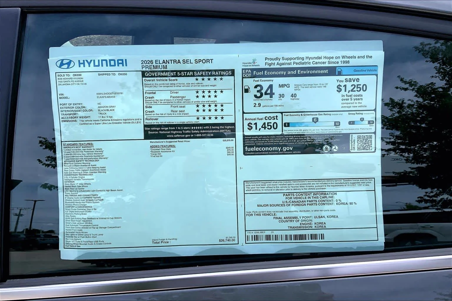 Certified Used 2026 Amazon Gray Hyundai SEL Sport Premium image 18