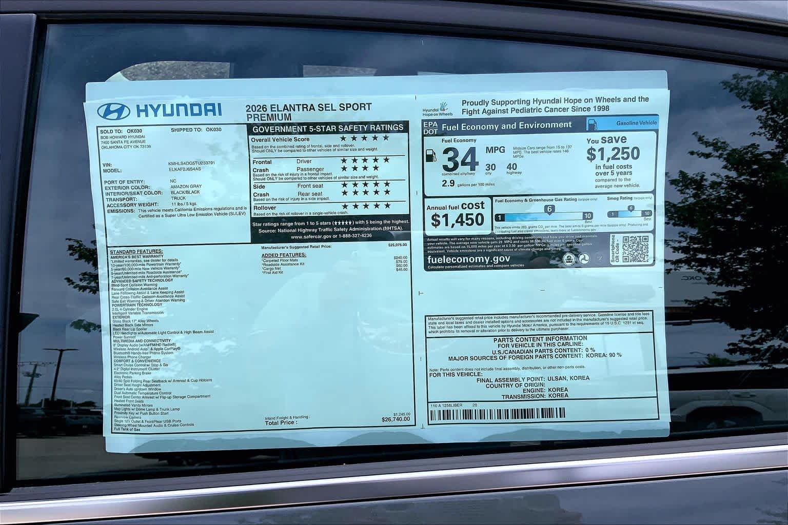 Certified Used 2026 Amazon Gray Hyundai SEL Sport Premium image 18