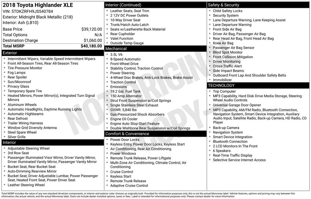 Used 2018 Black Toyota XLE image 19