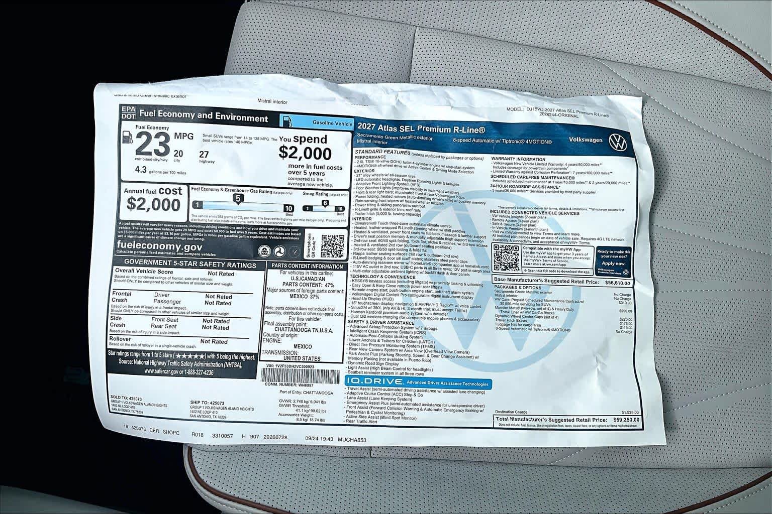 New 2027 Sacramento Gree Volkswagen SEL Premium R-Line image 22
