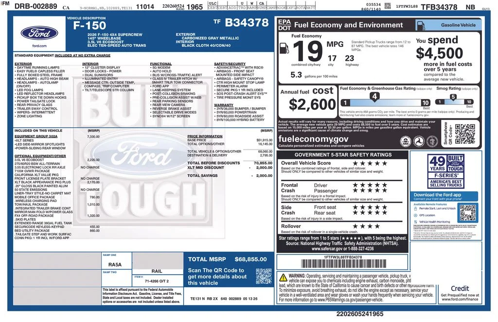 New 2026 Carbonized Gray Metallic Ford XLT image 2