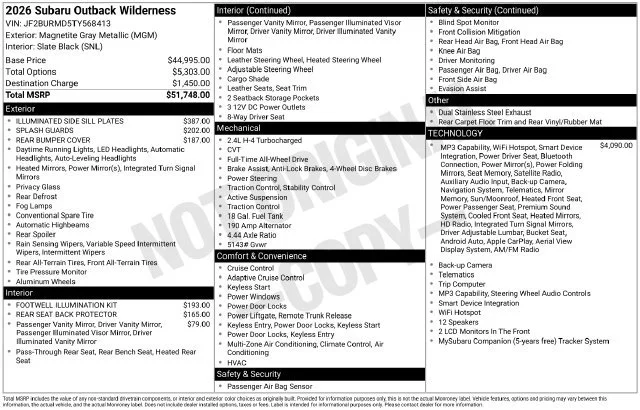 New 2026 Magnetite Gray Metallic Subaru Wilderness image 36