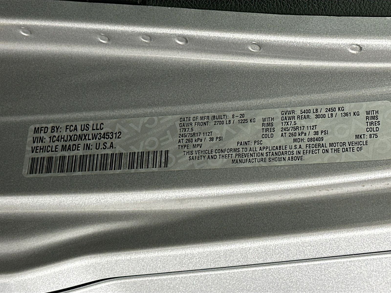 Used 2020 Billet Silver Metallic Clearcoat Jeep Unlimited Sport S image 30