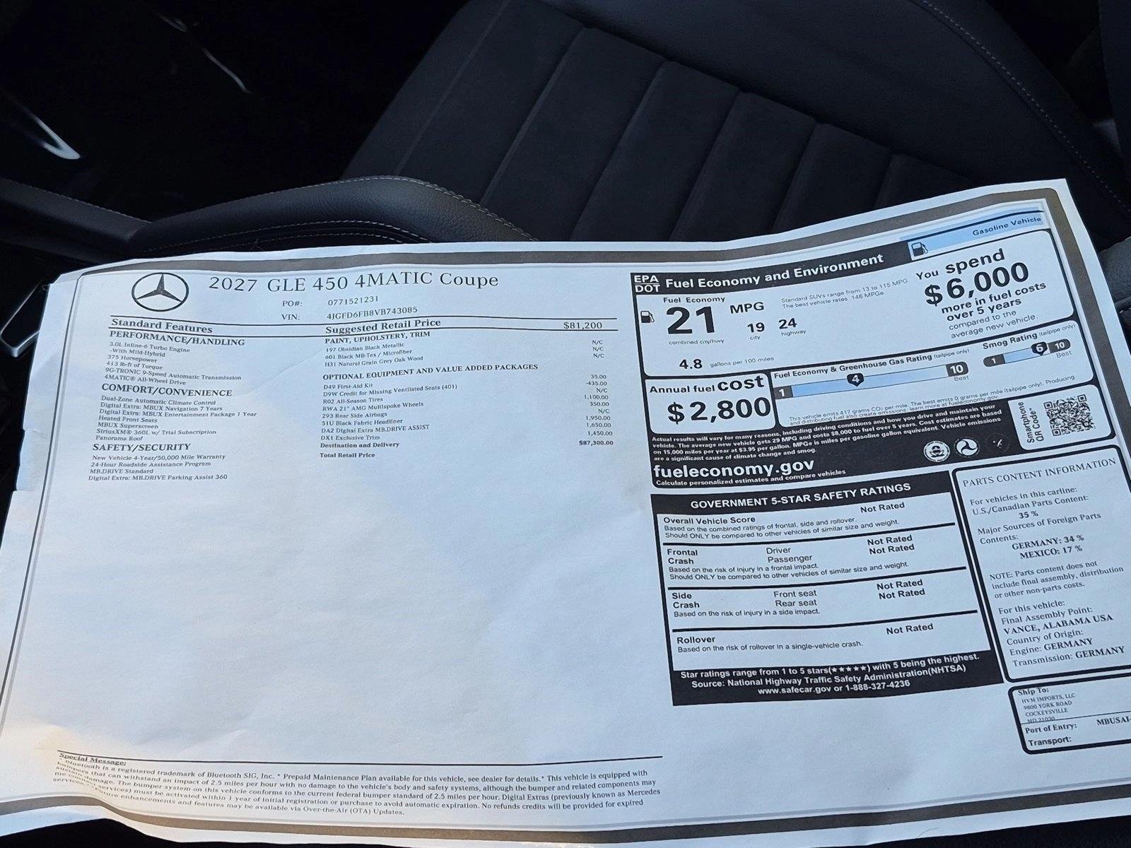 New 2027 Obsidian Black Metallic Mercedes-Benz GLE450 image 19