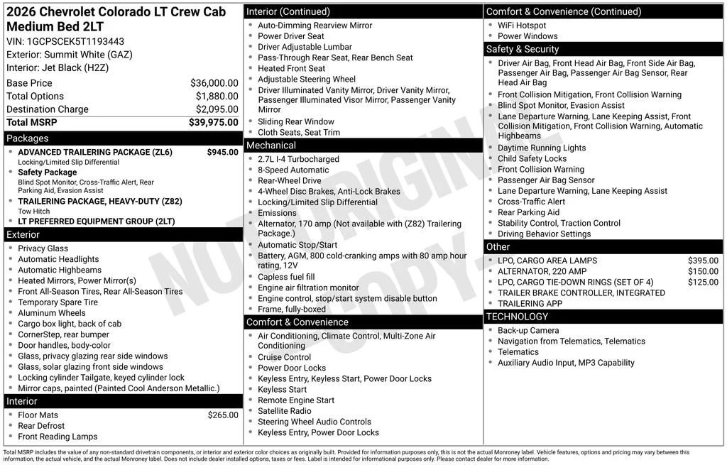New 2026 White Chevrolet LT image 5