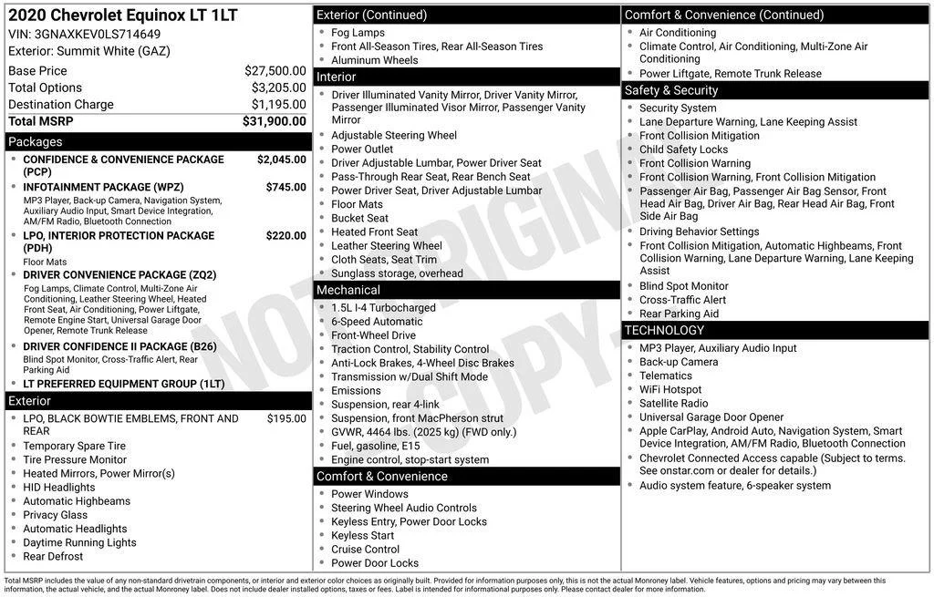 Used 2020 Summit White Chevrolet LT image 4