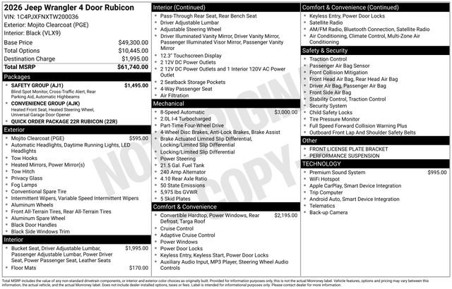 New 2026 Mojito Clearcoat Jeep Rubicon image 7