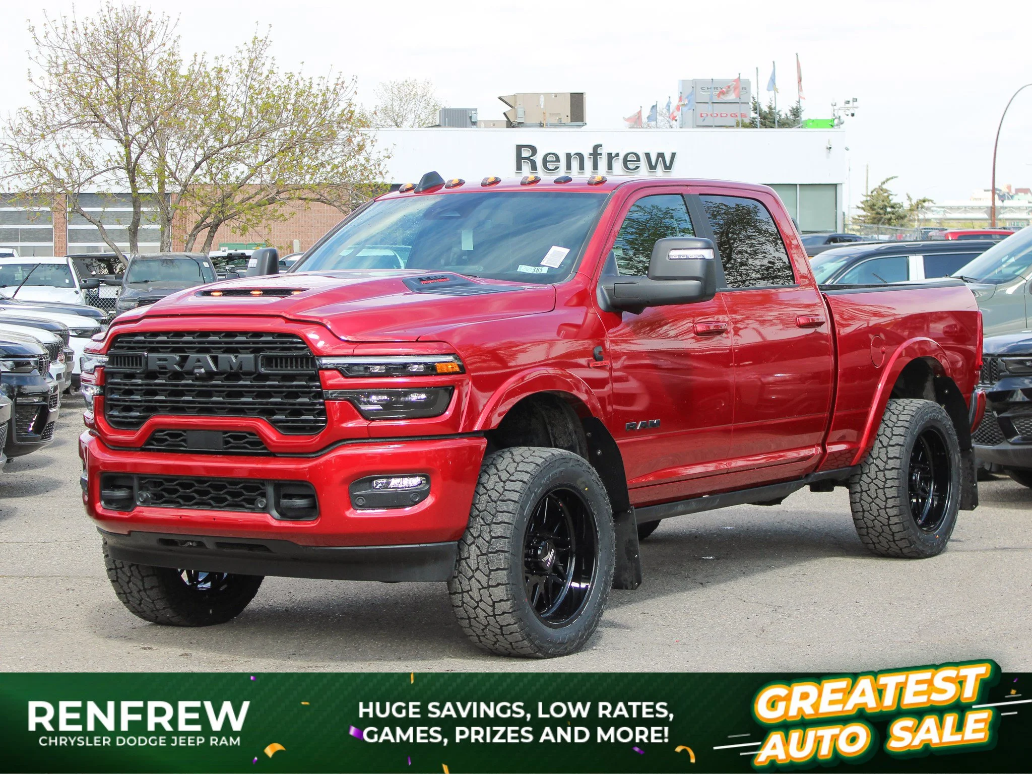 New 2026 Red RAM Limited* Crew Cab 4x4, 2 Inch Lift, 35 Inch Tires, 22 Inch KG1 Wheels image 1