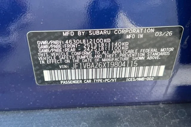 New 2026 SAPPHIRE BLUE PEARL Subaru tS image 24