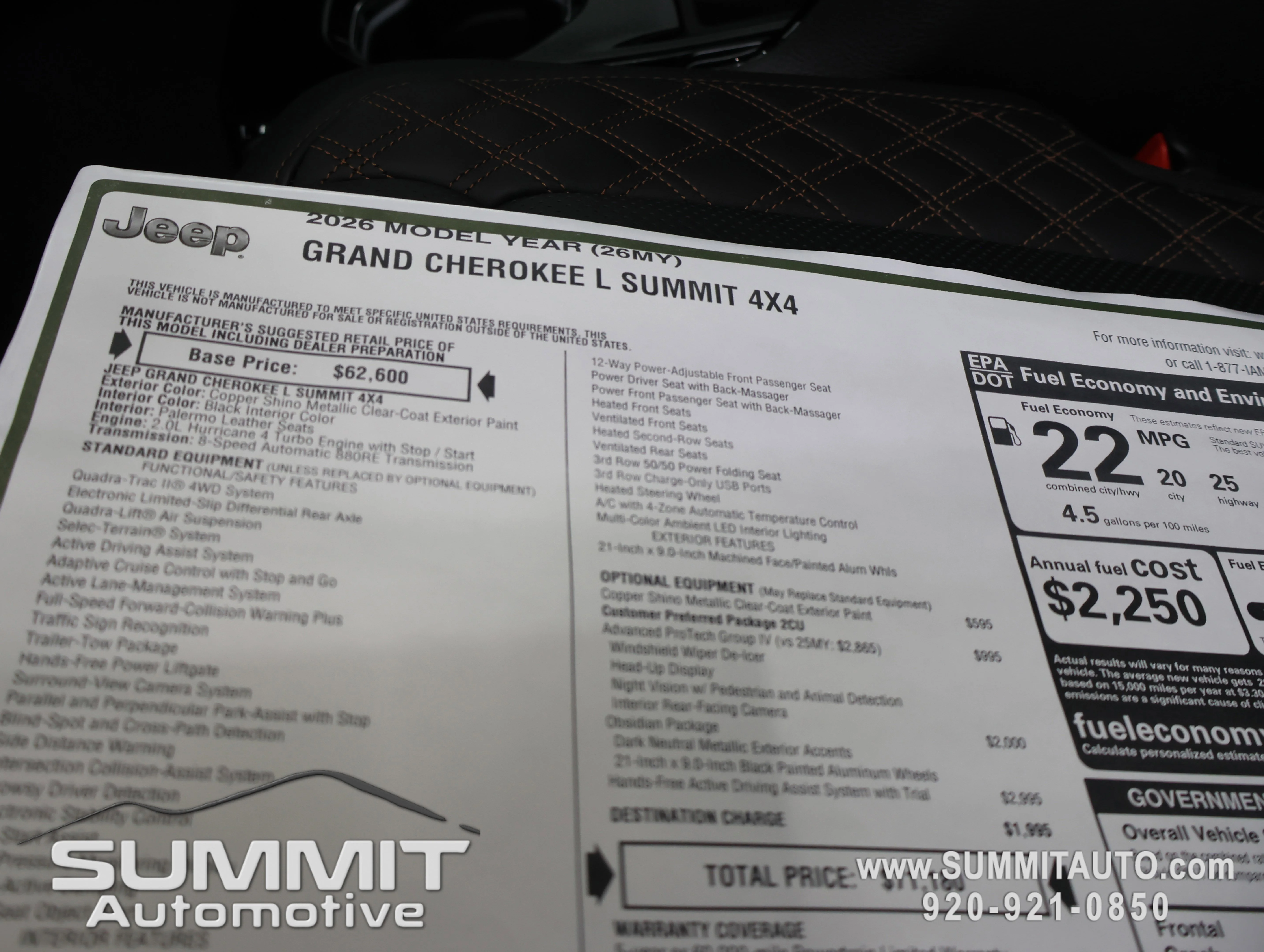 New 2026 Copper Shino Metallic Clear-Coat Exterior Paint Jeep Summit image 46
