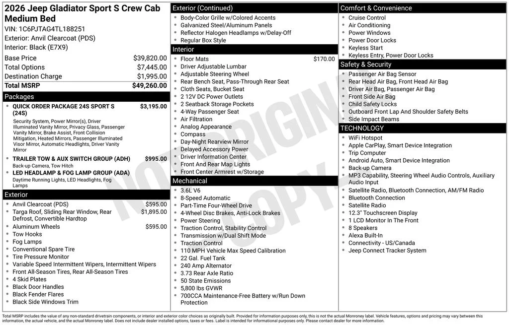 New 2026 Anvil Clear-Coat Exterior Paint Jeep Sport S image 4