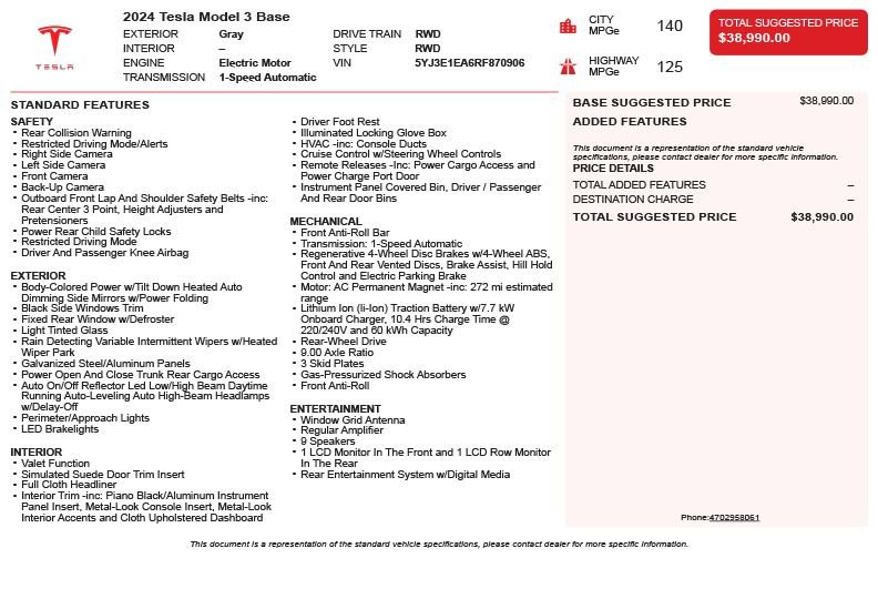 Used 2024 Gray Tesla Base image 3