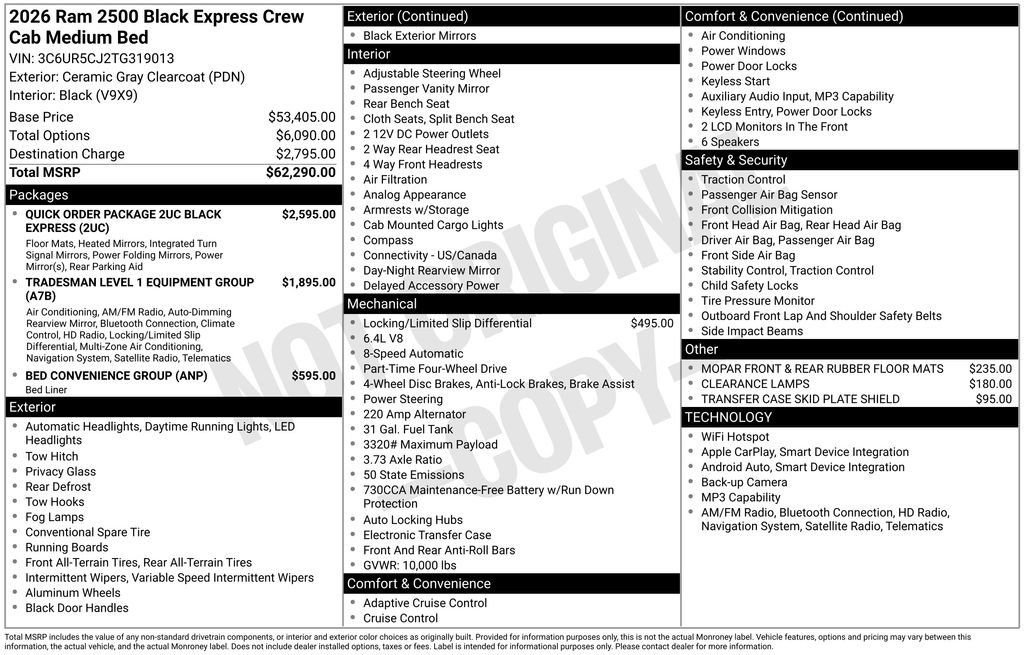 2026 RAM 2500 Tradesman/Black Express 4X4 Crew Cab SWB's photo