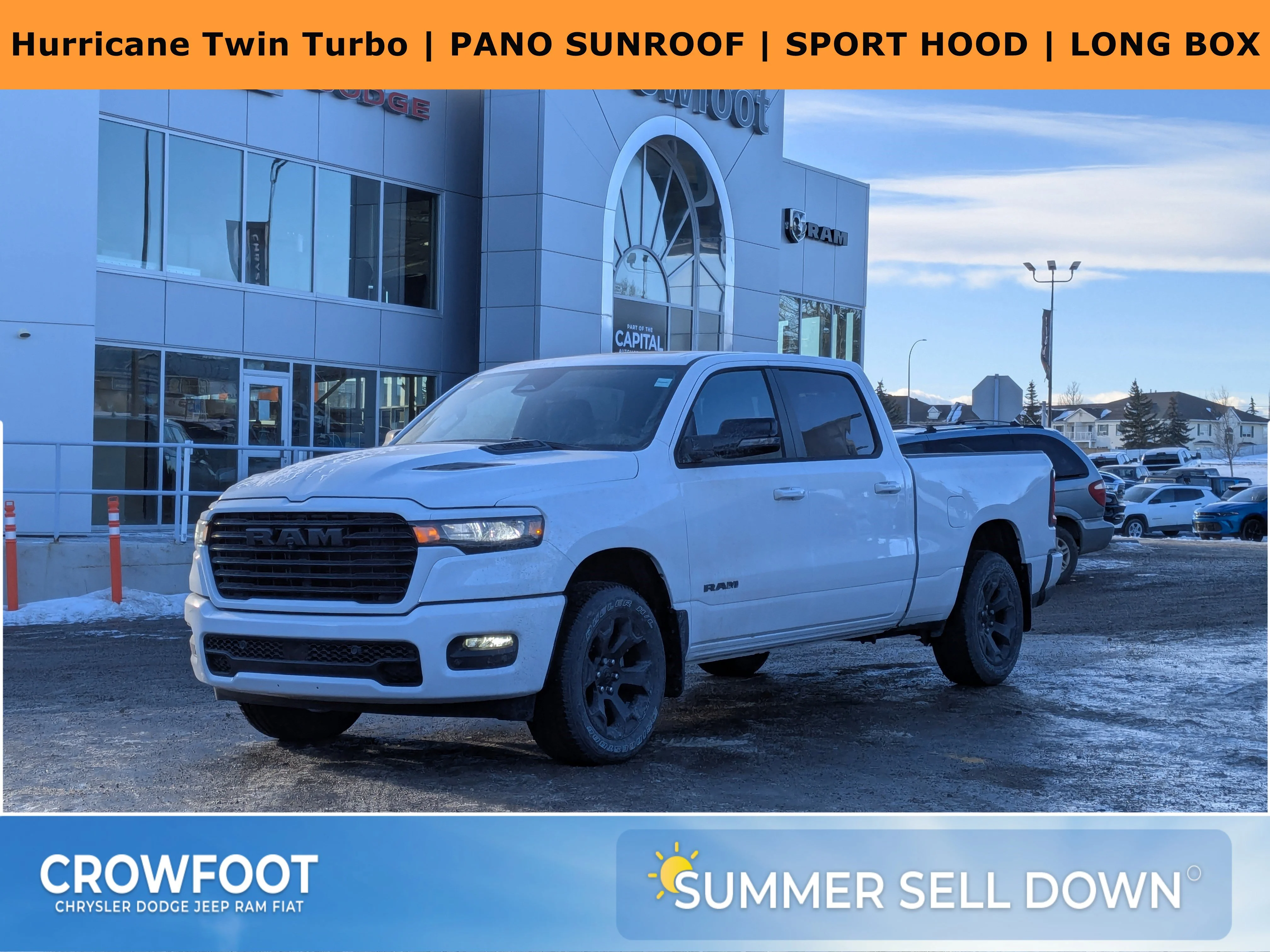 New 2026 White RAM Sport - 64 Box - Panoramic Sunroof - Sport Performance Hood - Hurricane Turbo - 3.92 Axle & More! image 1