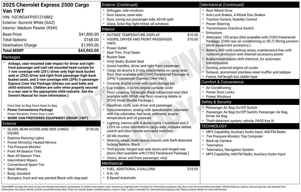 2025 Chevrolet Express Cargo Work Van - Photo 4