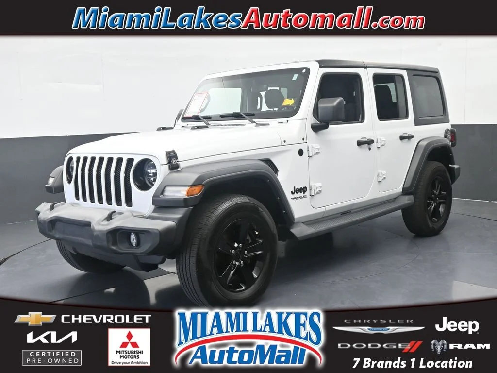 Used 2022 Bright White Clearcoat Jeep Unlimited Sport Altitude image 1