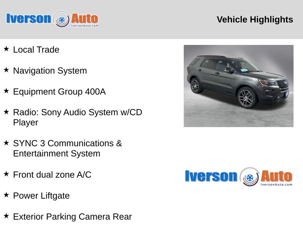 Used 2018 Ford Explorer Sport with VIN 1FM5K8GT3JGB89214 for sale in Huron, SD