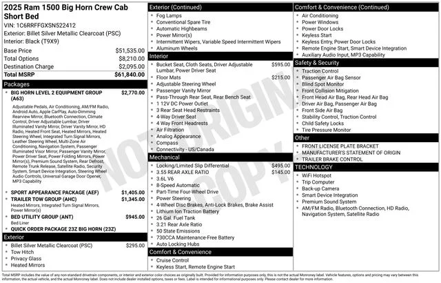 Used 2025 Silver Ram Big Horn/Lone Star image 2