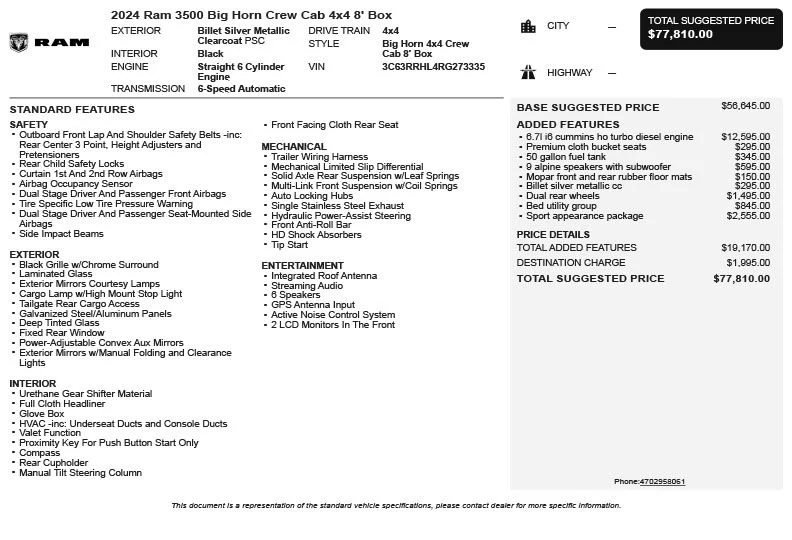 Used 2024 Silver Ram Big Horn image 3